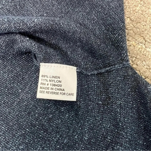 E3 by Etcetera Women Blue Linen Cardigan Button Cold Sleeve Medium - Picture 4 of 9